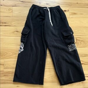 Darc Sport Black Cargo Wide Leg Sweatpants Size M